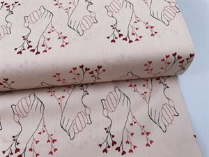 Patchwork stof - Maureen Cracknell openheart, kærlighedshænder med hjertegrene 